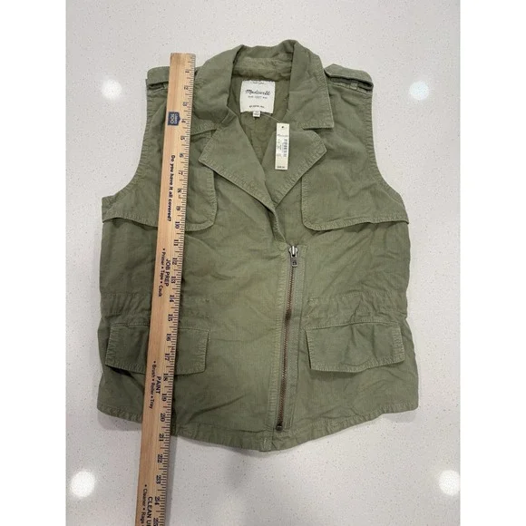 Madewell Green Modern Safari Utility Vest Women's XS Asymmetrical A5049 - Picture 6 of 7
